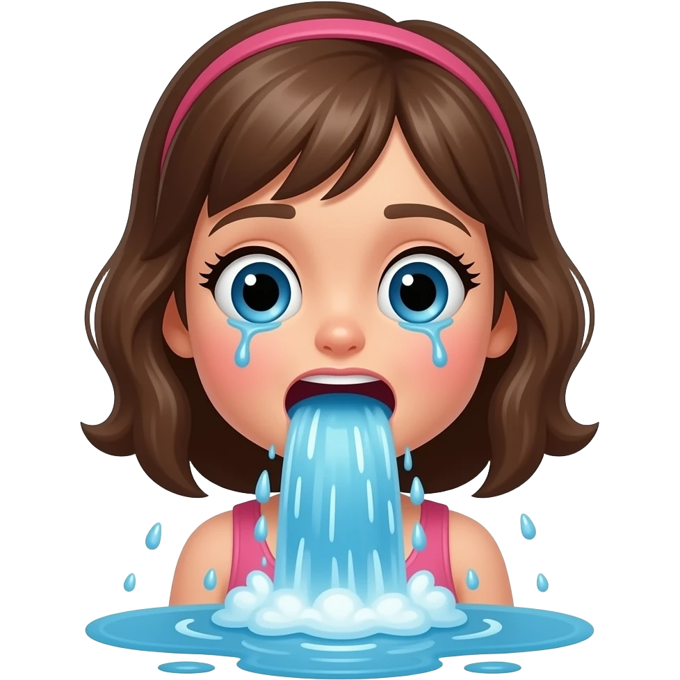 The girl doll is throwing up like Niagara Falls emoji