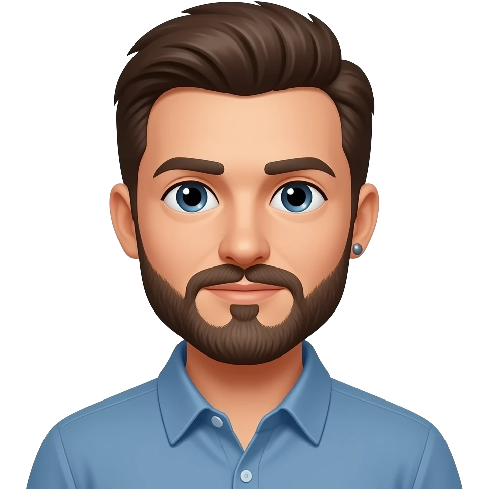 remove ear ring and tatoo. Add mustache and goatee emoji