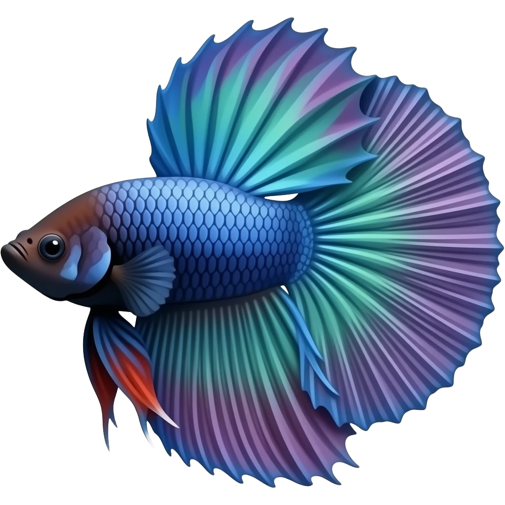 blue/green/purple crowntail betta fish emoji