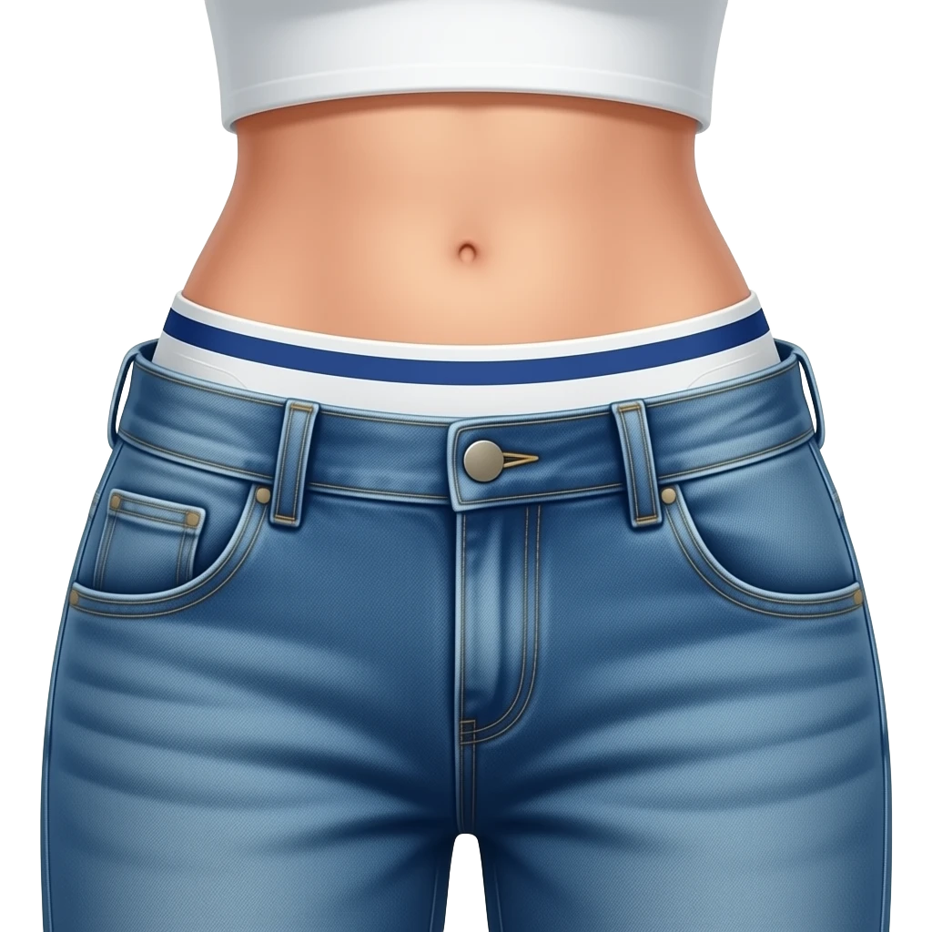 sagging pants emoji with visible underwear waistband, baggy jeans, street style emoji