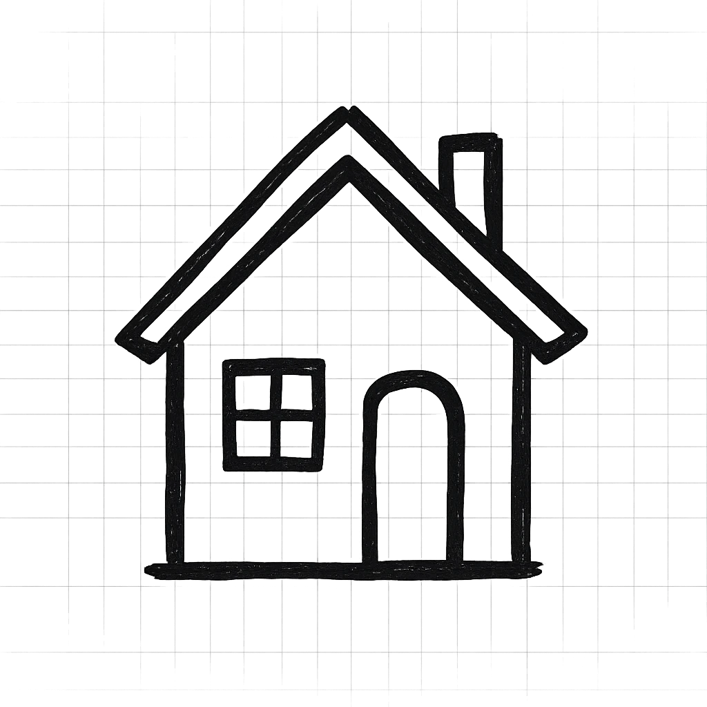 house, hand-drawn black outline style emoji