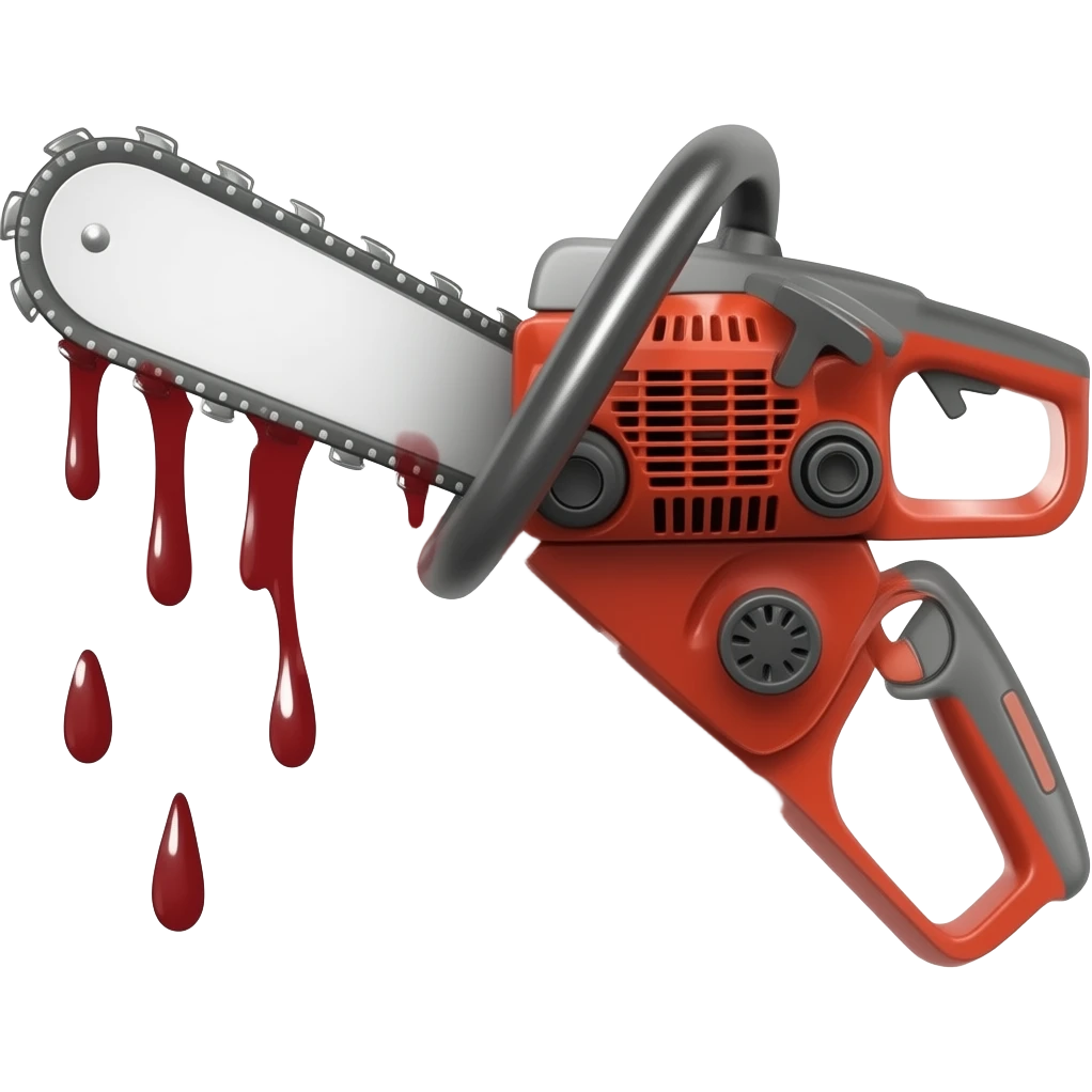 dark red chainsaw with blood emoji