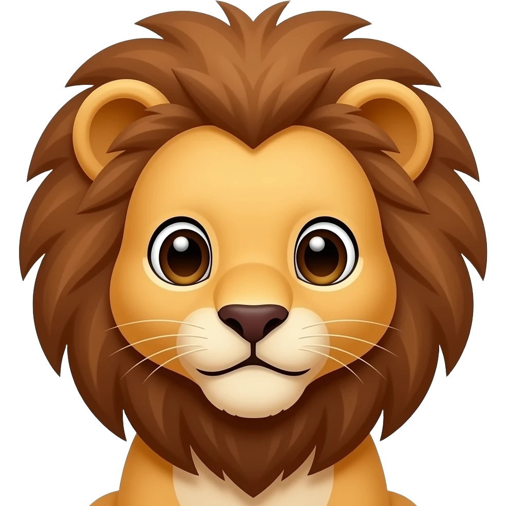 A lion light dark brown cub cute  portrait emoji