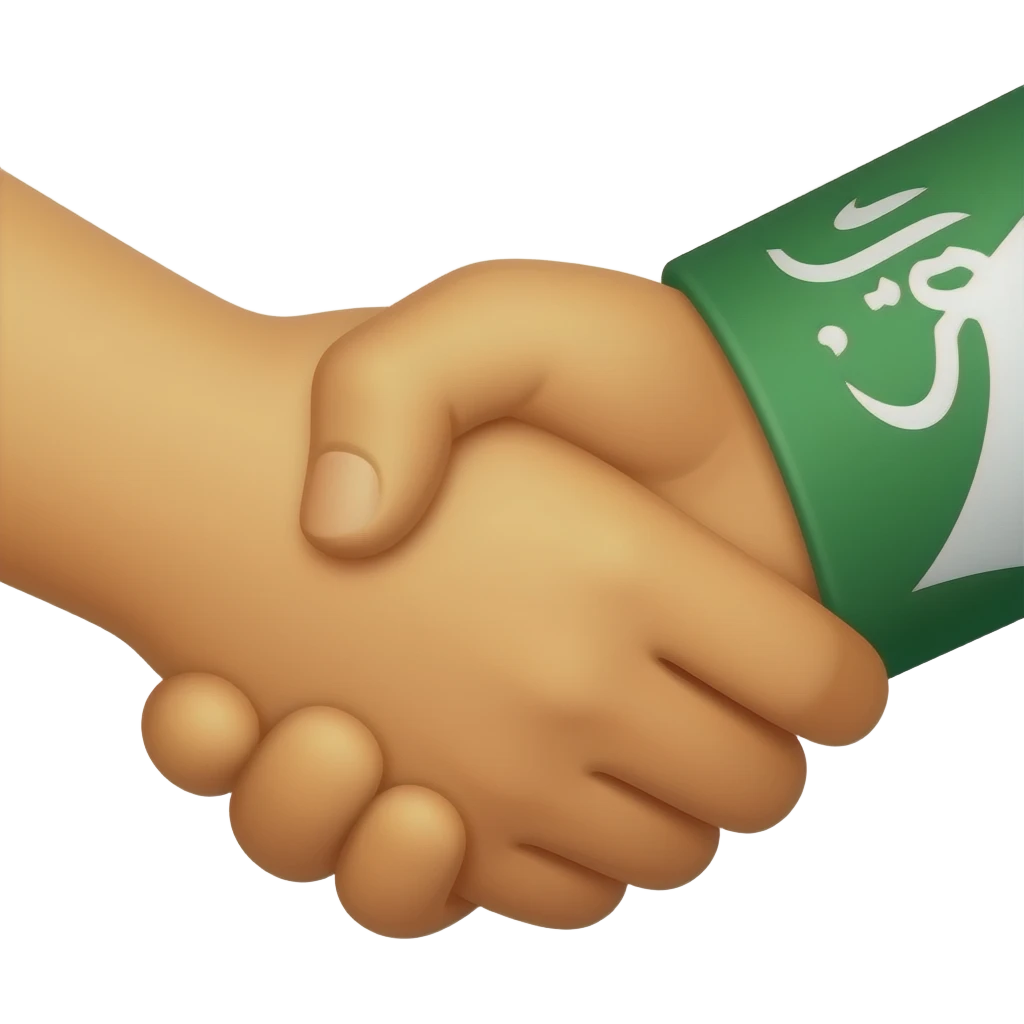 handshake with one orange hand and one arabic hand emoji