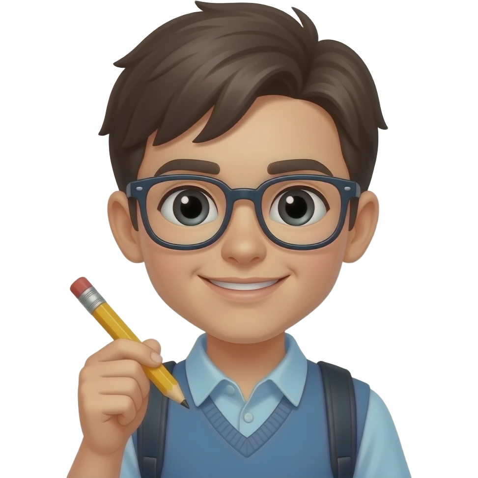 Student with Glass and Pencil closeup emoji