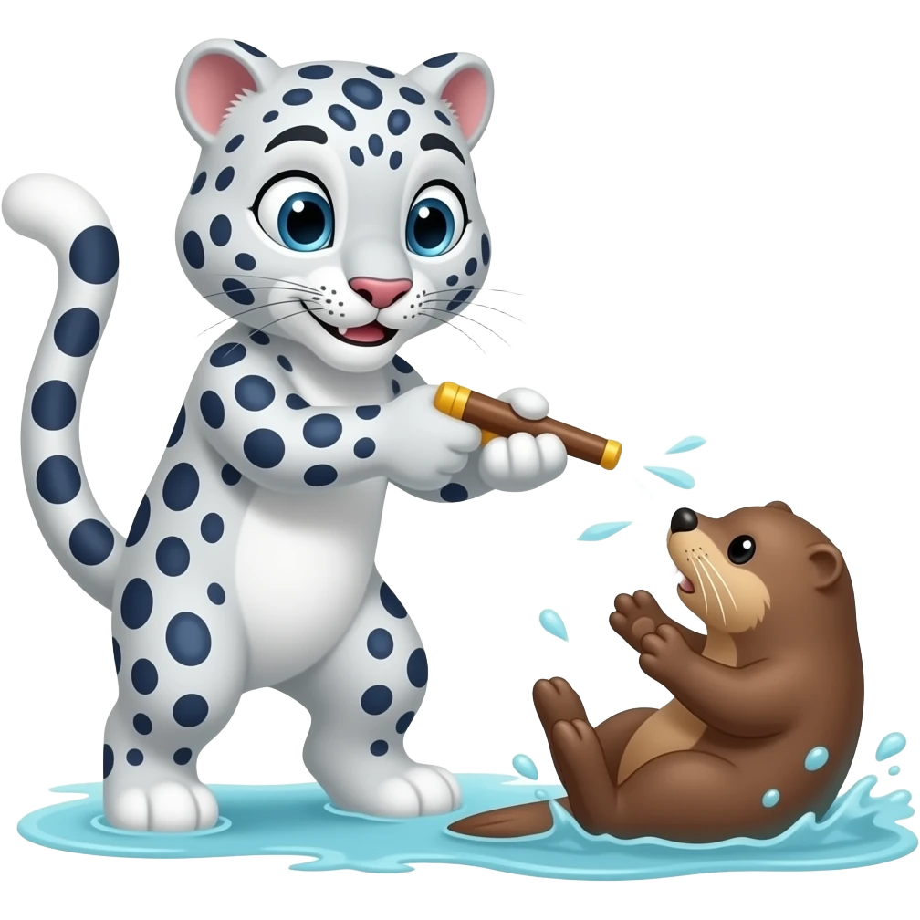 snow leopard shooting an otter emoji