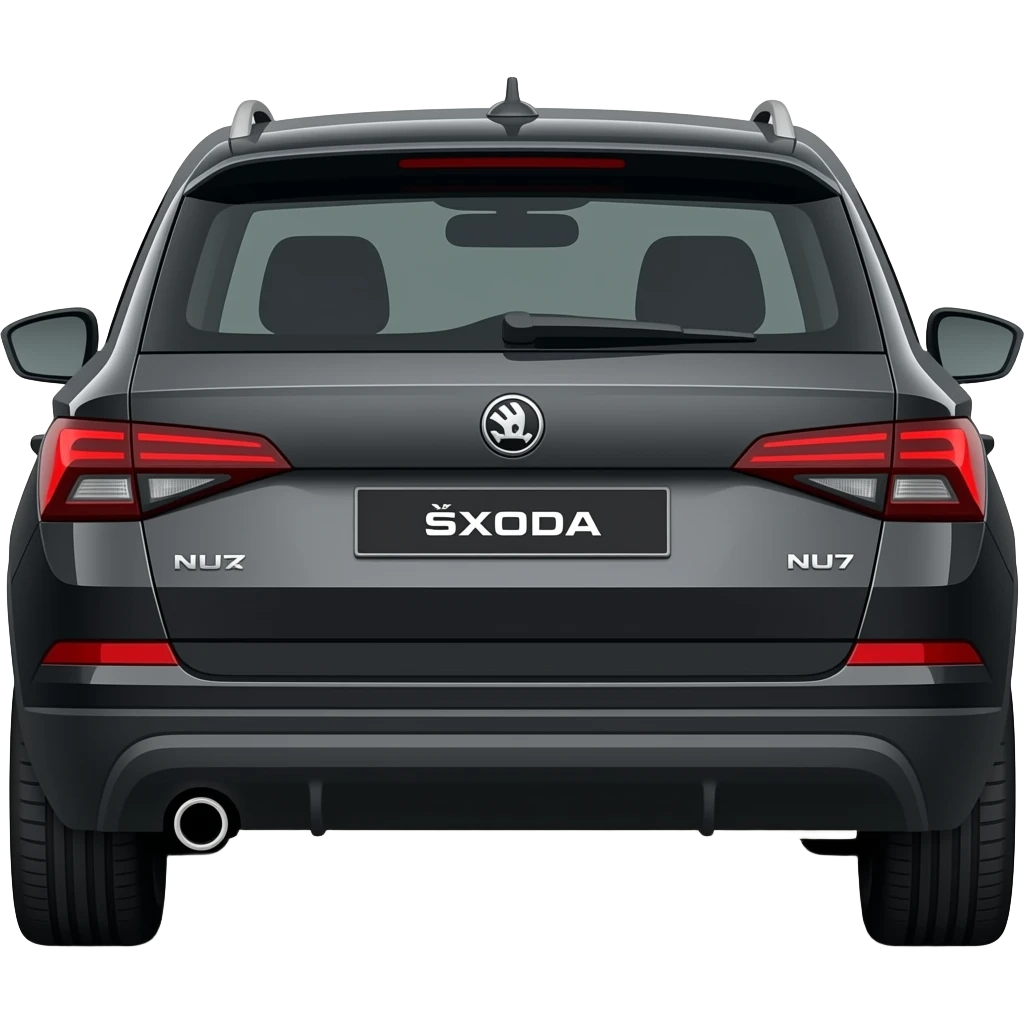 Skoda karoq nu7 schwarz Rückansicht Mit 2 Auspuffrohren emoji