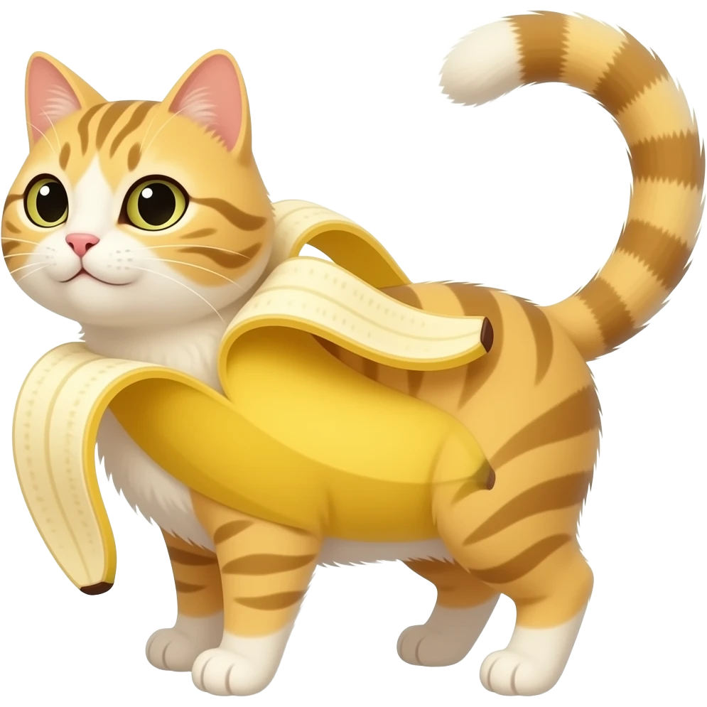cat made of banana body head all looks like banana emoji