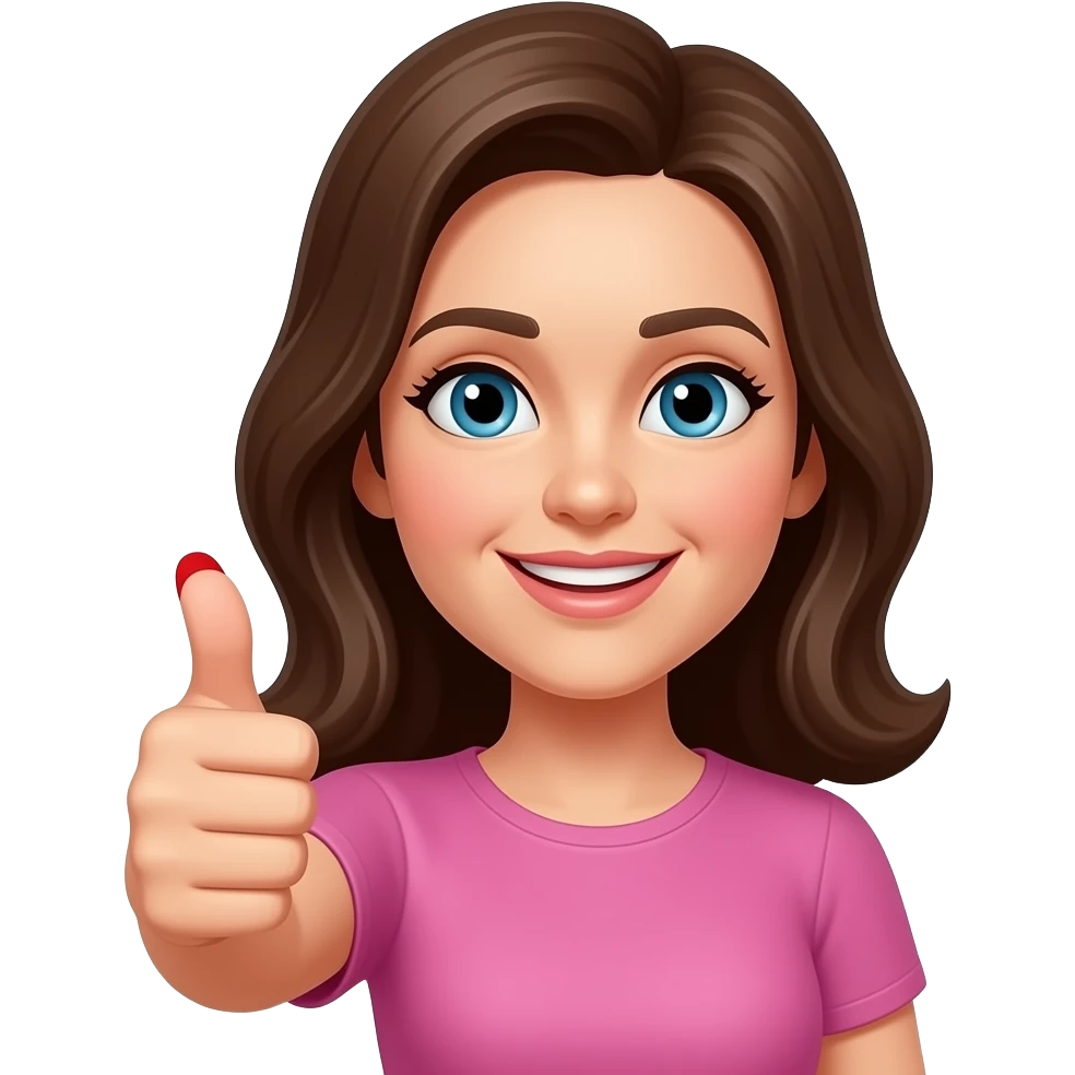 Woman's thumbs up with fingernail that is red emoji