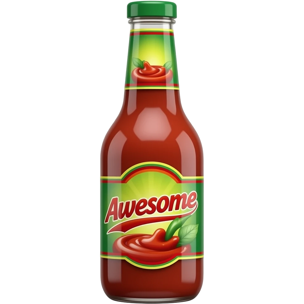 a bottle of sauce labled awesome like awesome sauce emoji