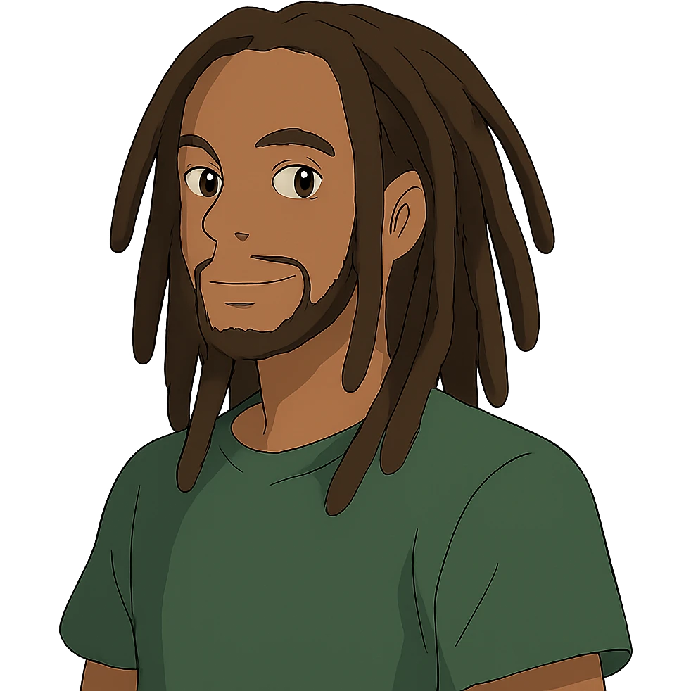ghibli style guy with dreadlocks emoji