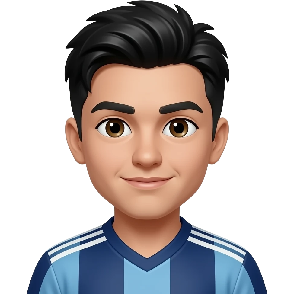 bir futbolcu olsun kahküllü siyah  saçlı bir geňc bir cocuk kahküllü bıyıksız ve sakalsız kaşları ince emoji