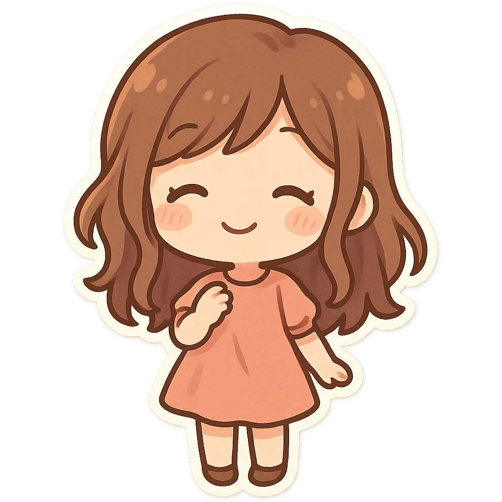 cute girl, chibi stickers style emoji
