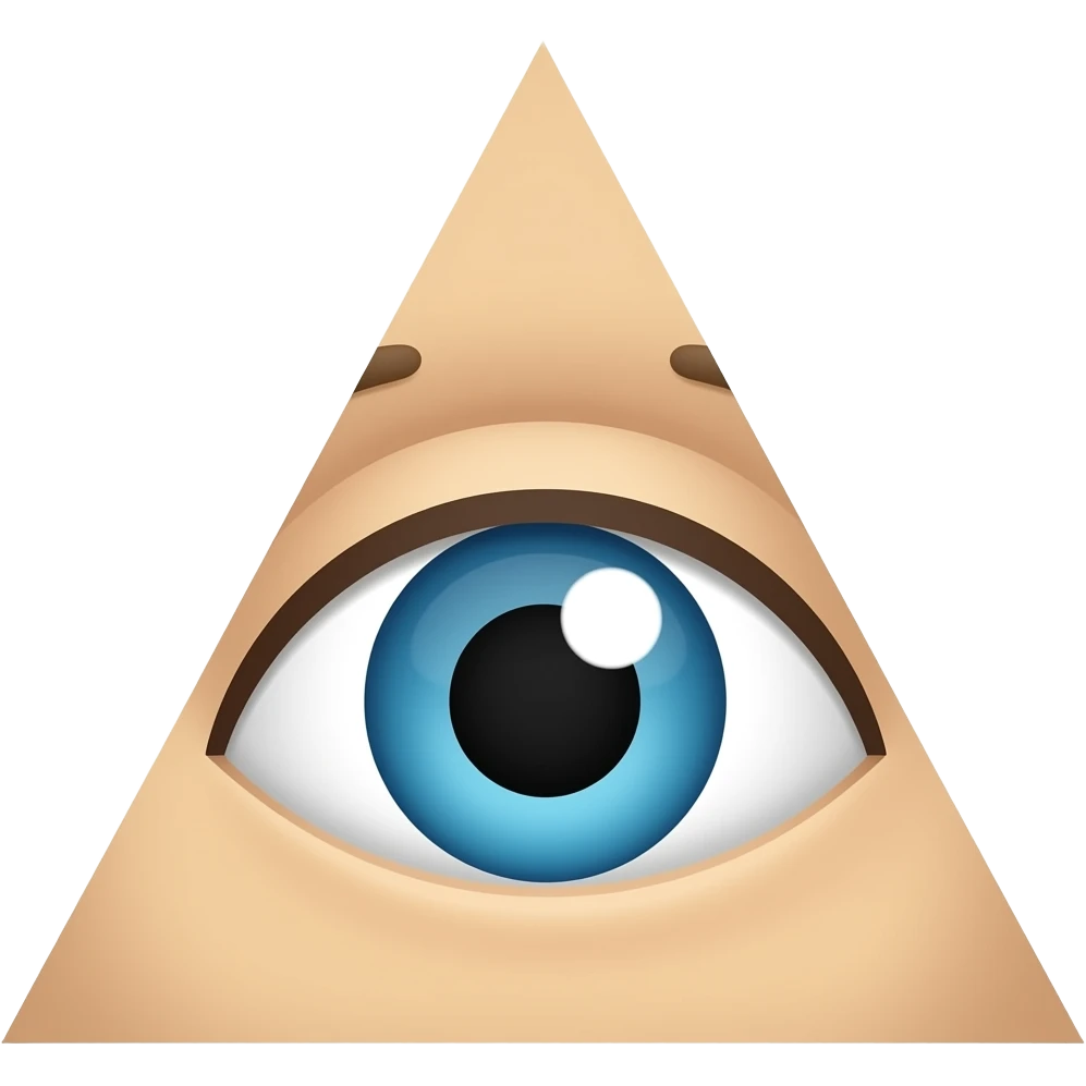 Eye to the left behind a triangle emoji