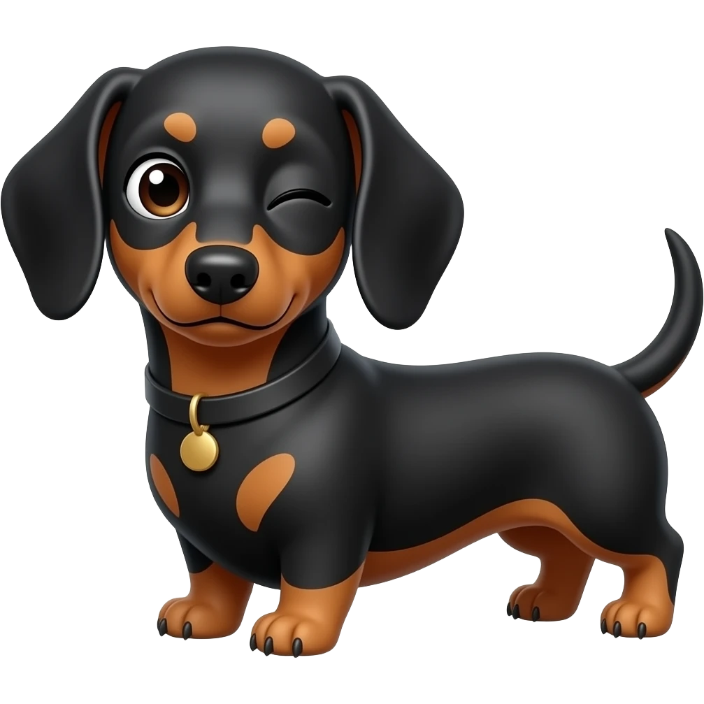 wink surprised dachshund squirt eye full body emoji