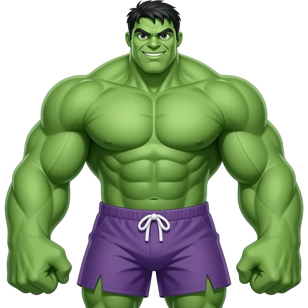 I big buff green guy with purple shorts emoji