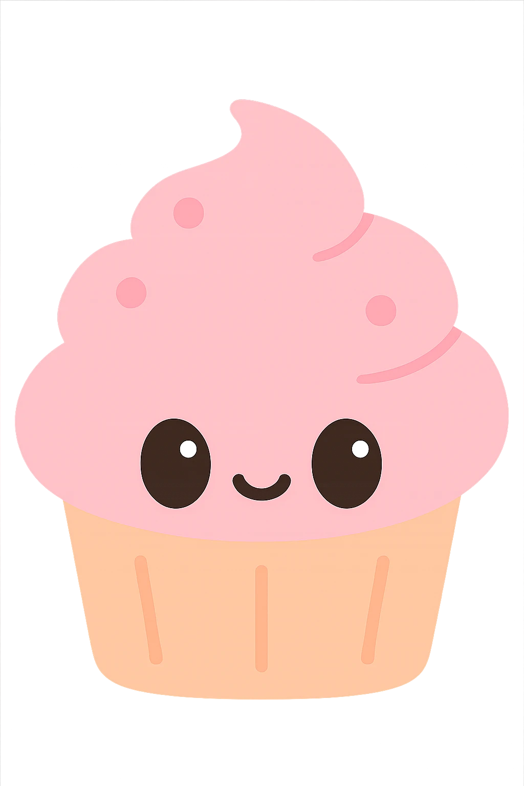 simple and cute cupcake with pink icing, no text emoji