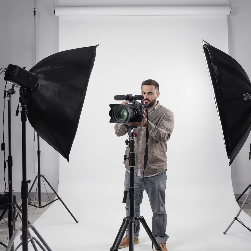realistic photograph of a photographer, studio quality emoji
