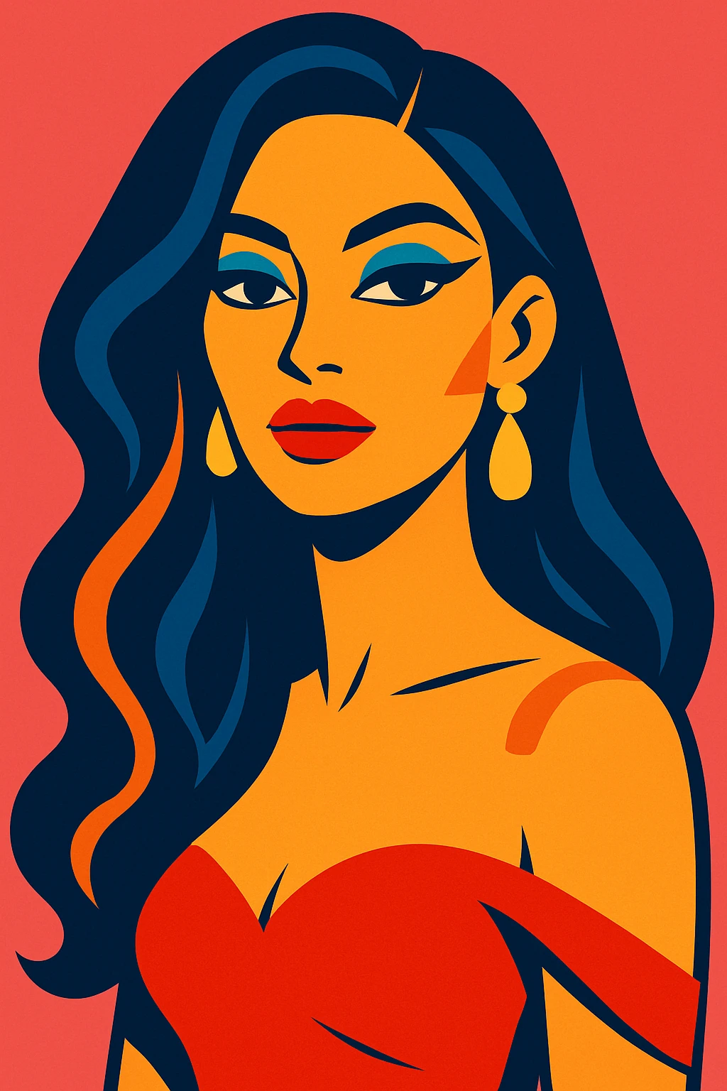 hot girl, glamorous, long hair, bold makeup, elegant look emoji