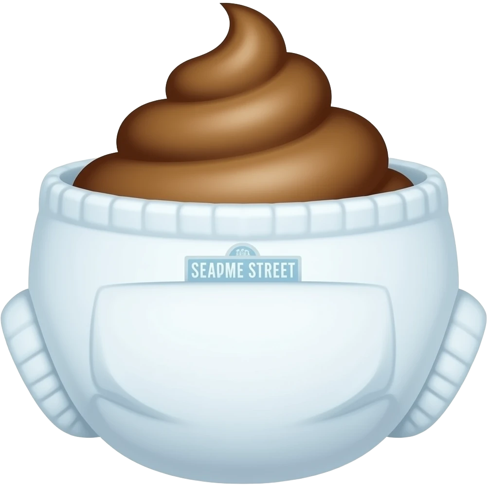 a sesame street designed adult diaper filled with poop and coloured brown when looked at from behind emoji
