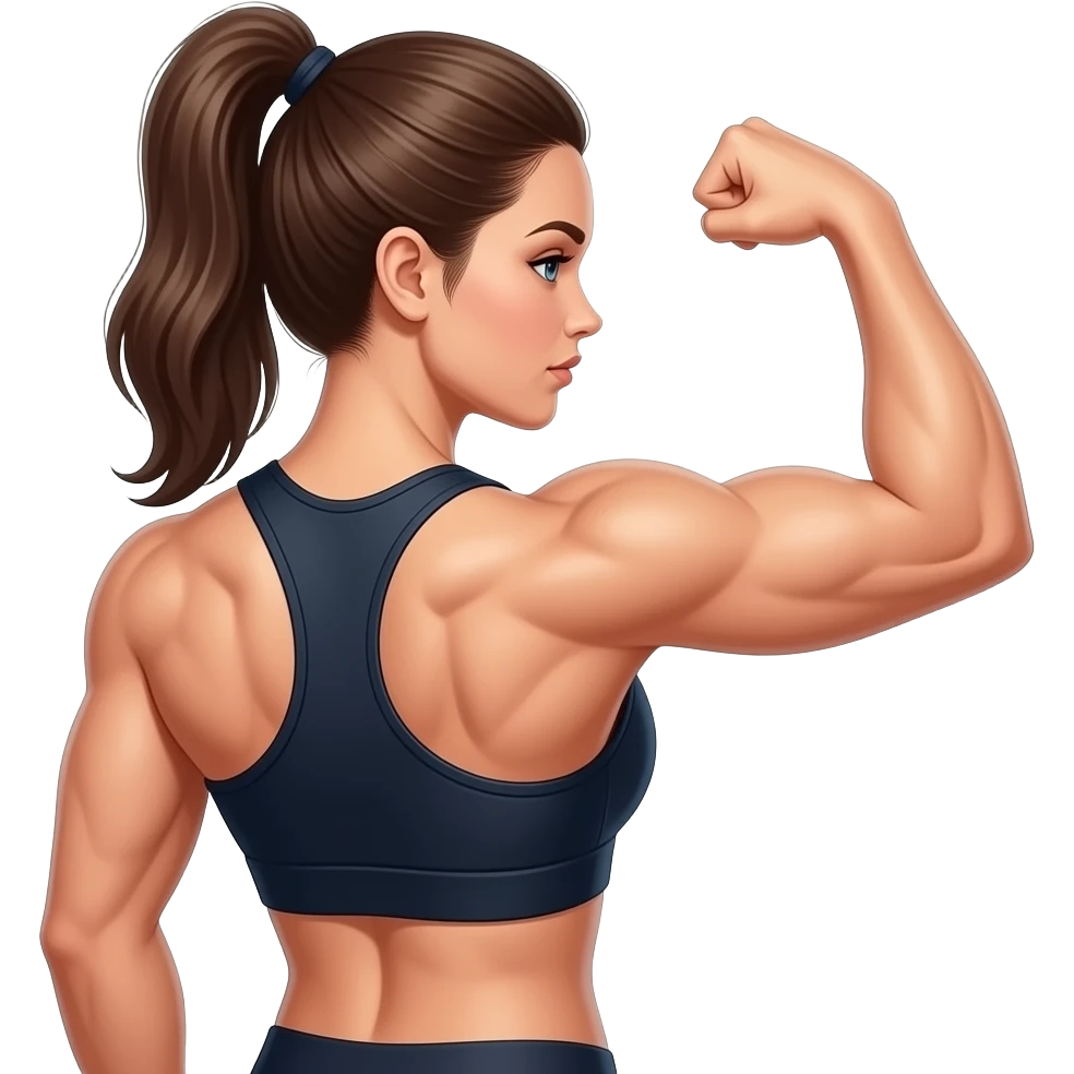 the girl's athletic back and hands emoji