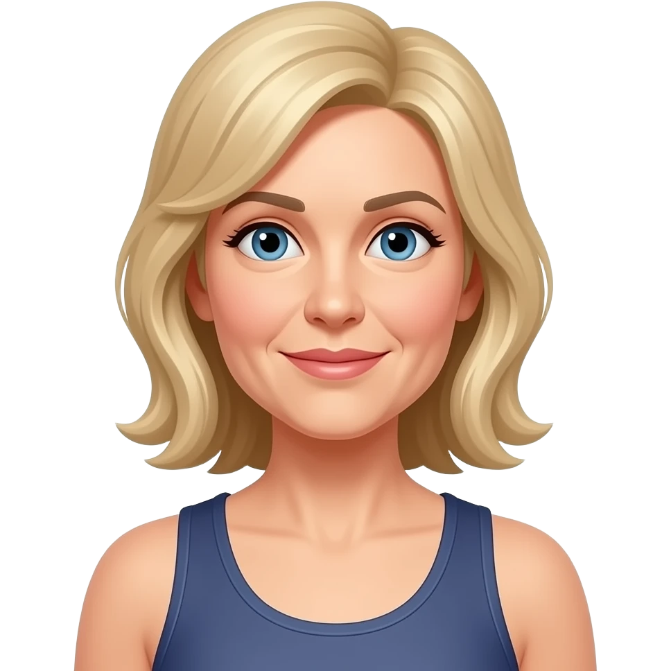 50 year old medium blonde hair woman exercise rest day emoji