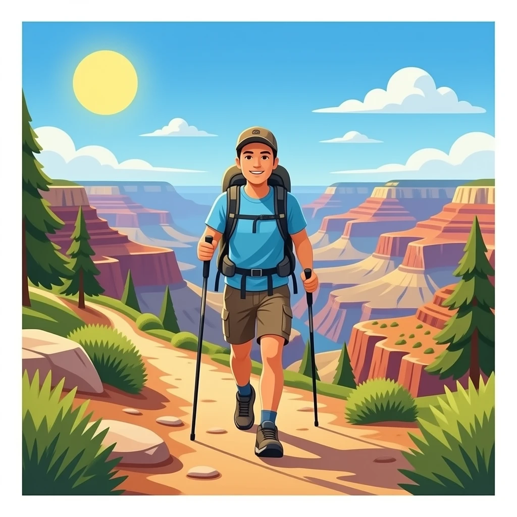 hiking down a trail grand canyon emoji