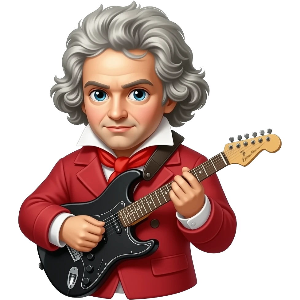 Beethoven with black metal electric guitar emoji