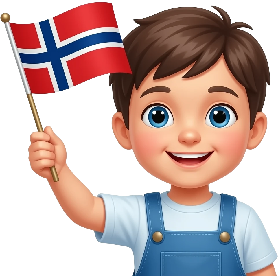 child waving Norwegian flag during 17th of May celebration emoji
