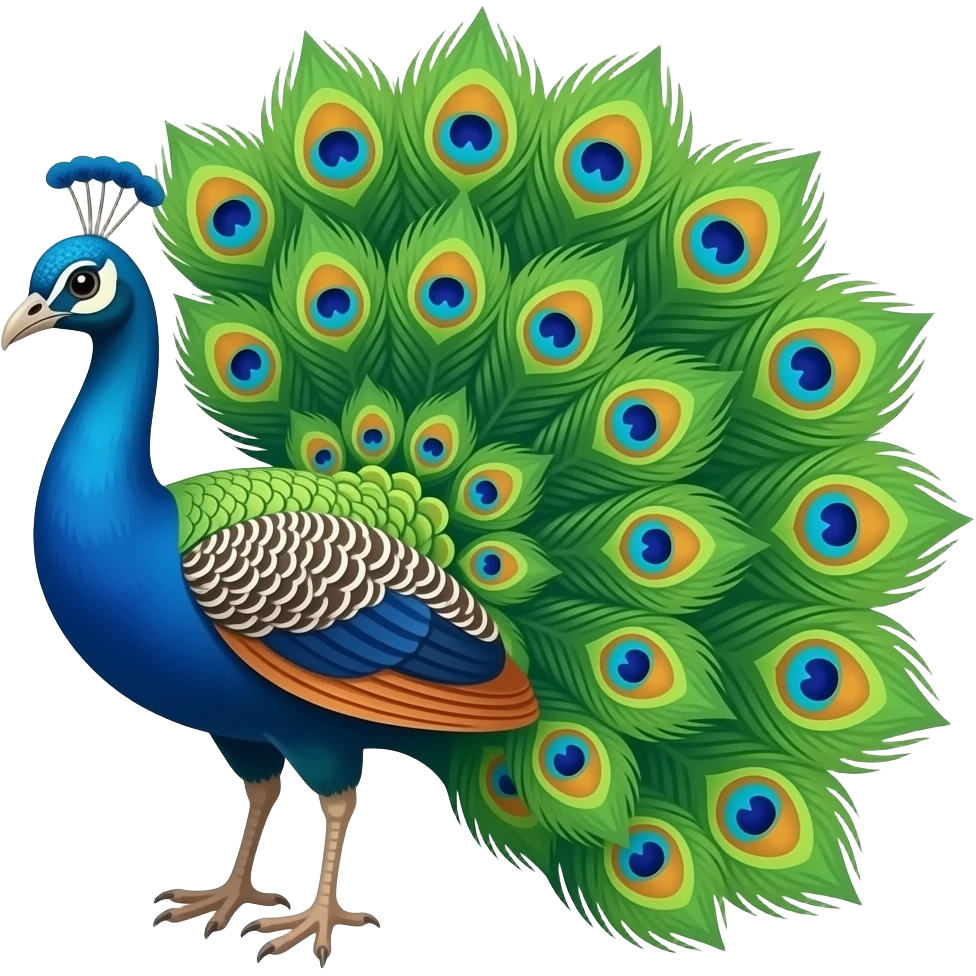 different colored peacock emoji