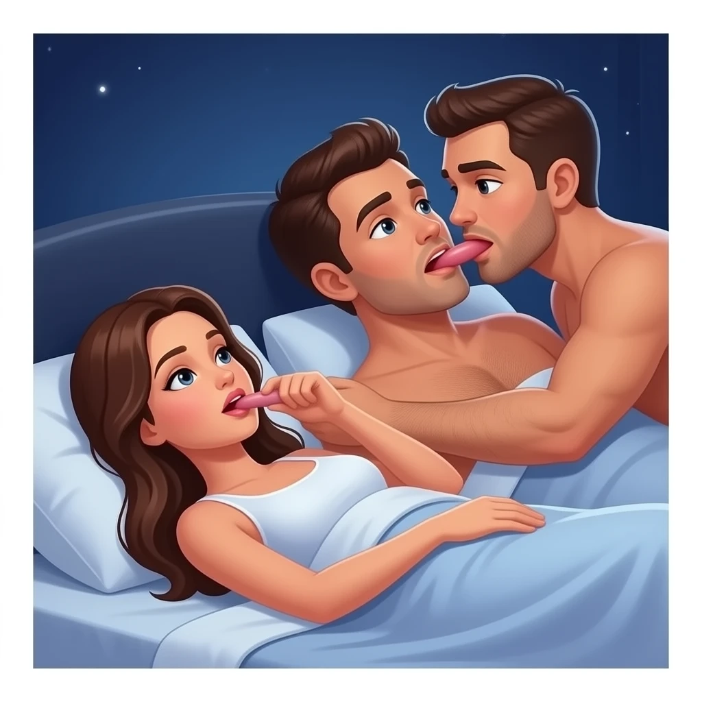 Meine Frau und ich haben gerade Sex im Bett, wissen Sie, machen Sie ein Foto. Ich gebe es meiner Frau in den Mund. Ich gebe meinem Geliebten meine Kehle hin. emoji