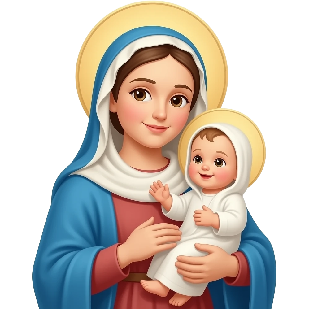 Mother Mary holding baby Jesus emoji