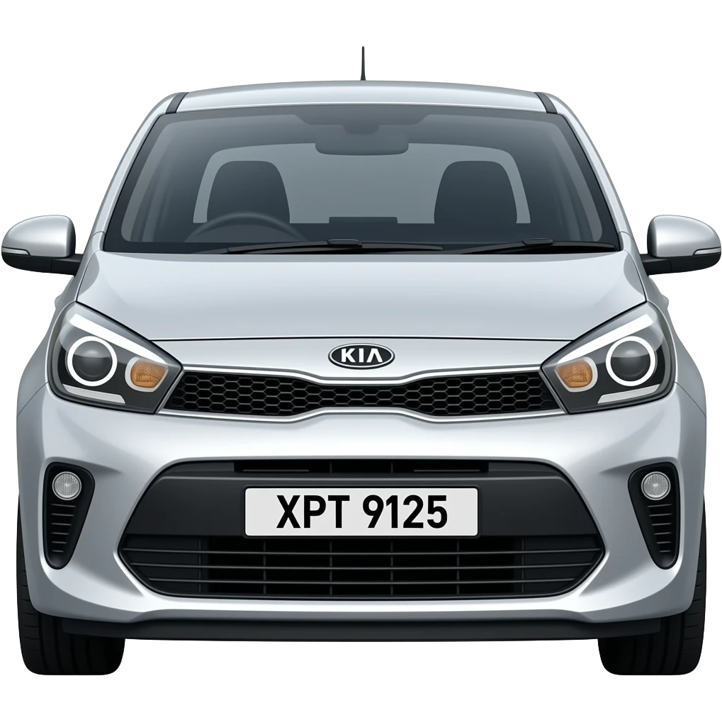 Car silver colour Kia picanto plate number XPT 9125 emoji