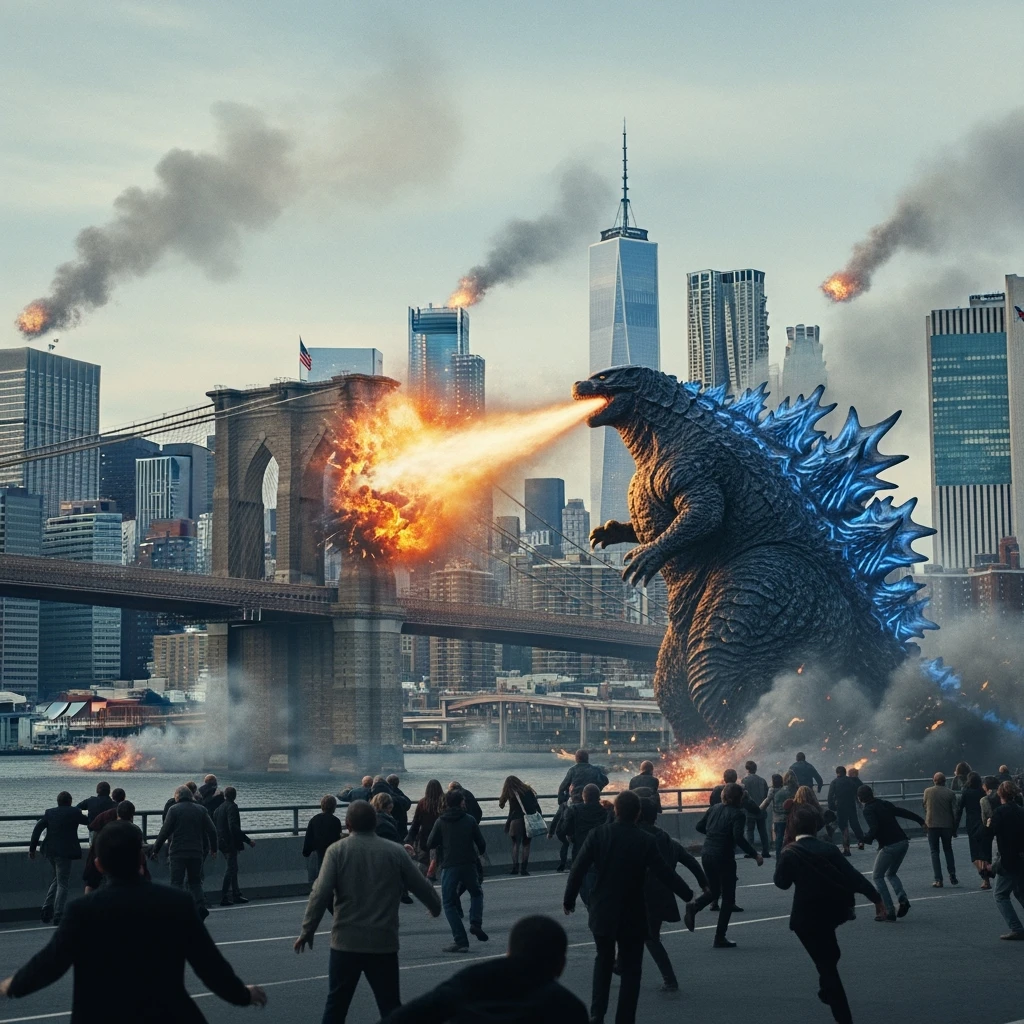 godzilla attackig ny emoji