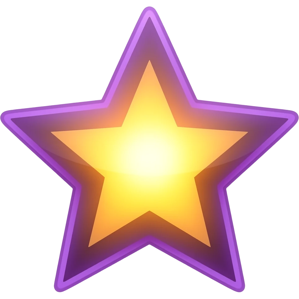 A purple star that is shining yellow light emoji