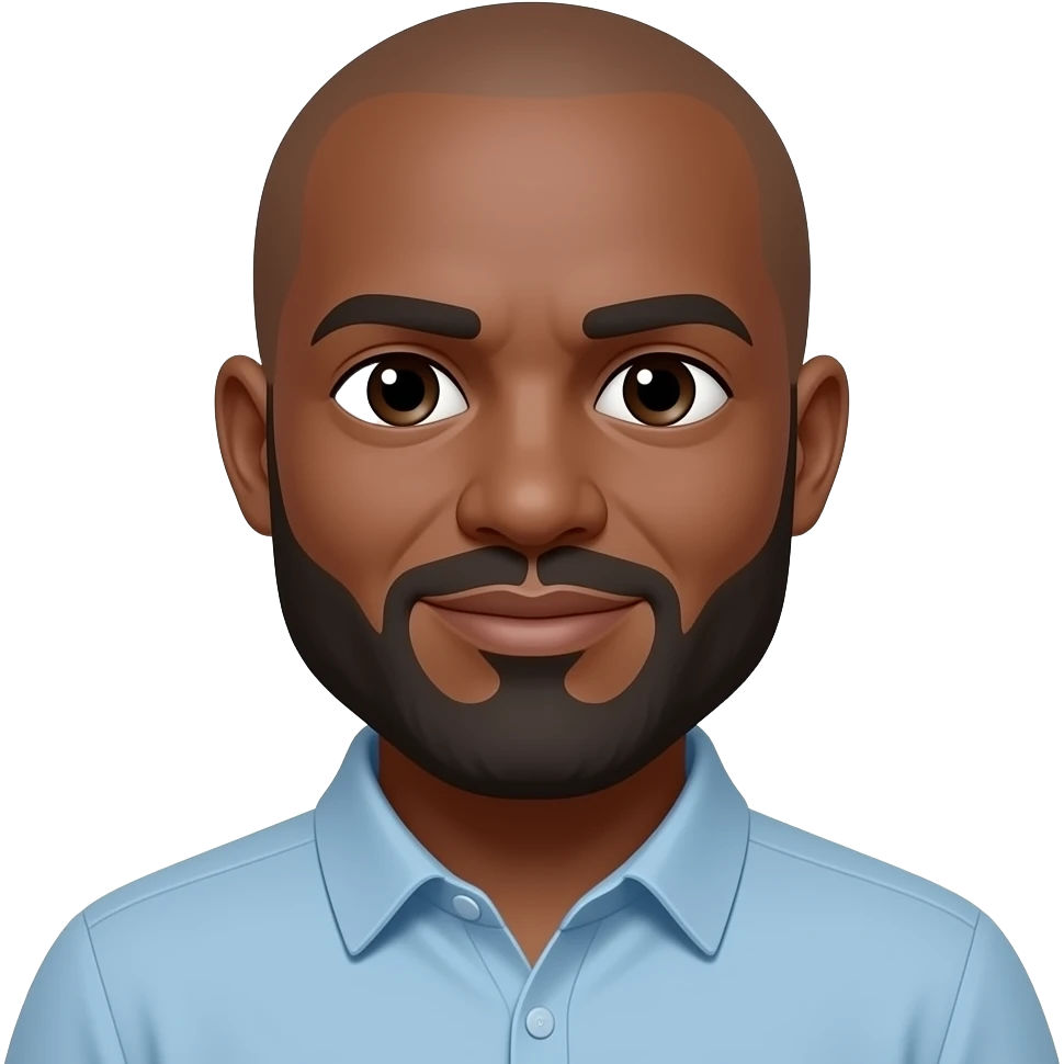 55 year old black male bearded and bald headed emoji