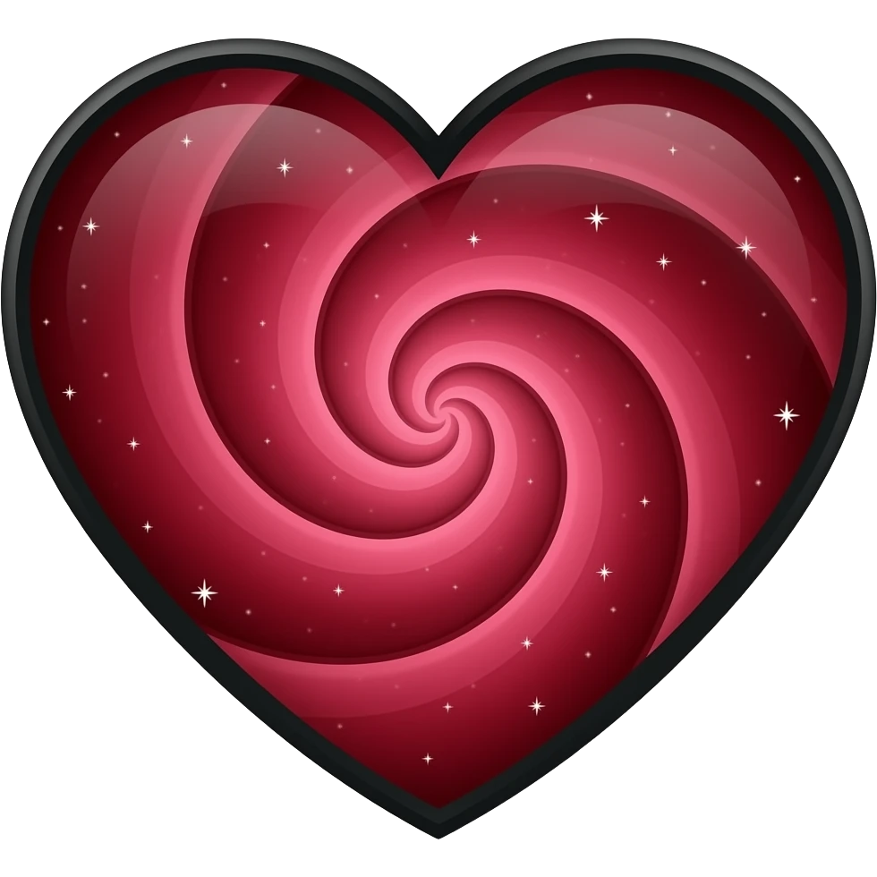 Red galaxy big heart black outline emoji