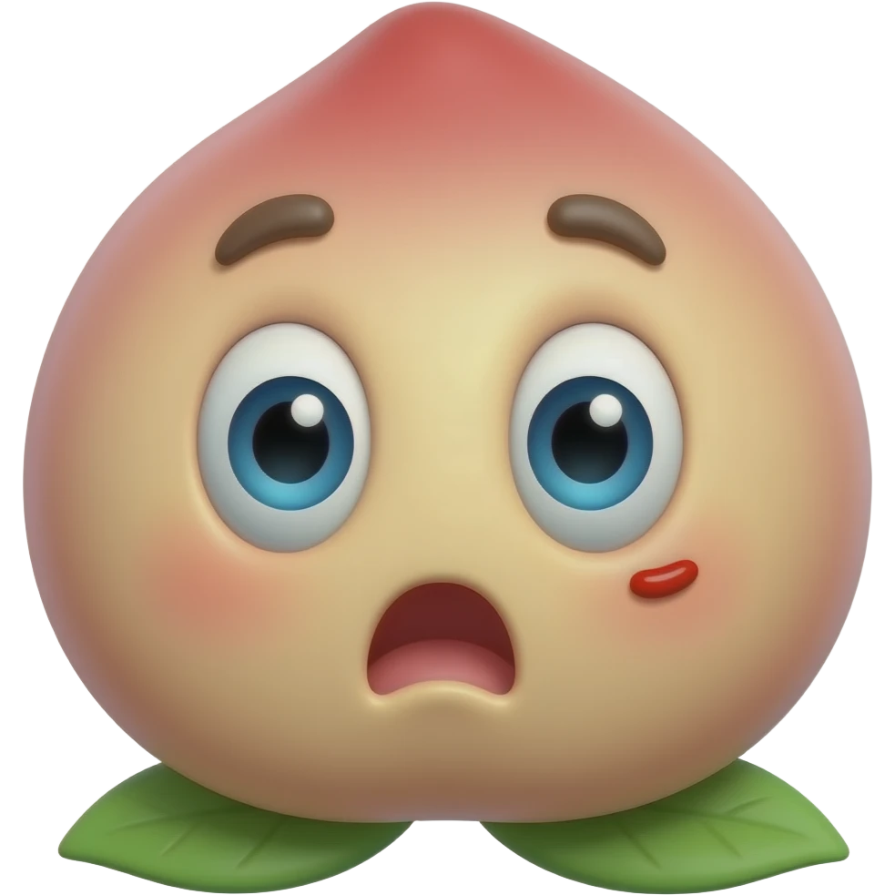 A cute 3D peach emoji sticker with a playful shocked face and a tiny red slap mark, funny spicy vibe, non-explicit, clean white background, soft shadow, no text, no watermark emoji
