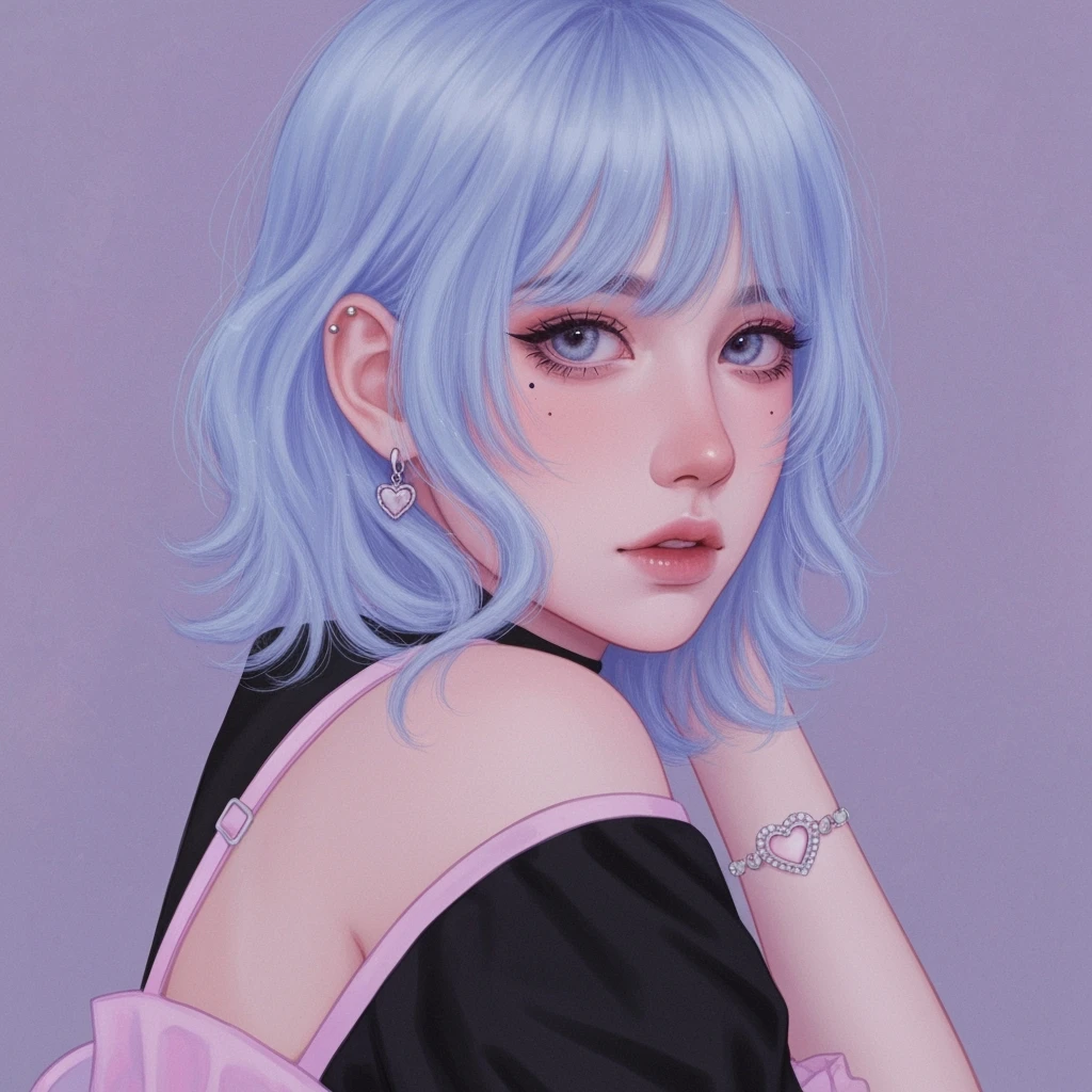 pastel goth profile picture with a heart accent, cute, expressive, minimal emoji