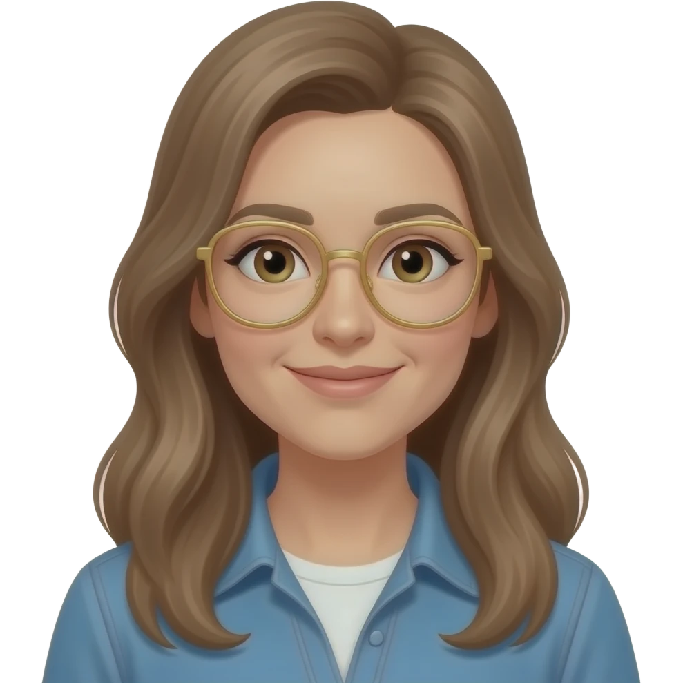 adult female with long light brown hair and gold rimmed glasses grilling outside emoji