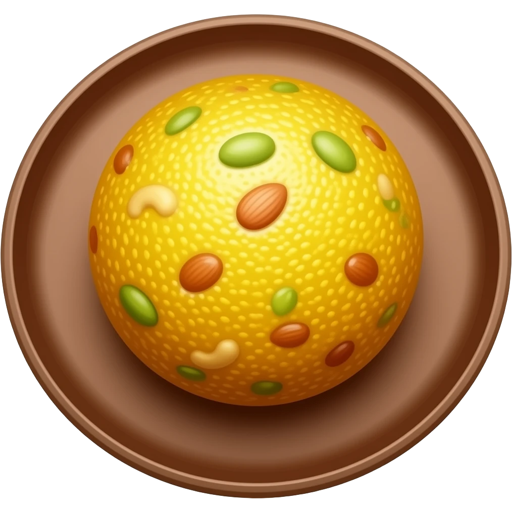 Yellow laddu with lot of dry fruits emoji