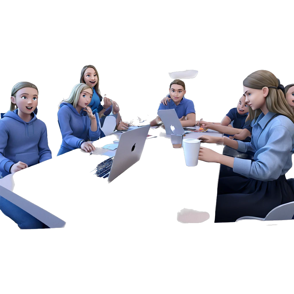 girls and boys at table emoji