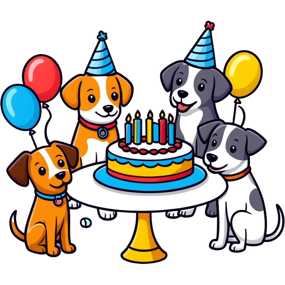 Lots of dogs at birthday party emoji