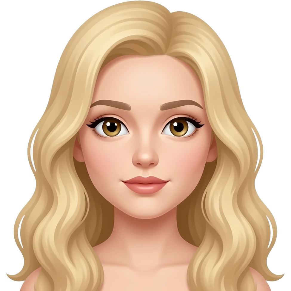 Long wavy Blonde hair dark brown eyes pale skin emoji