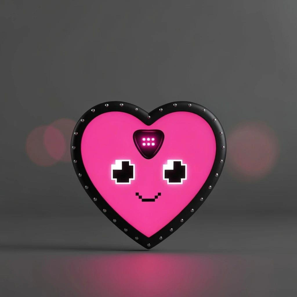 goth heart phone, cute, expressive, minimal emoji