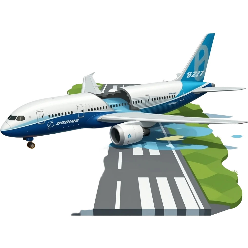 Piste inmiş bir Boeing 787 emoji