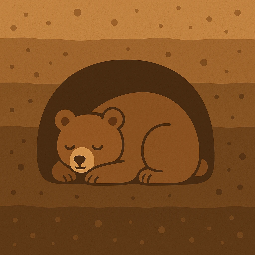 Flat design style brown bear under ground emoji