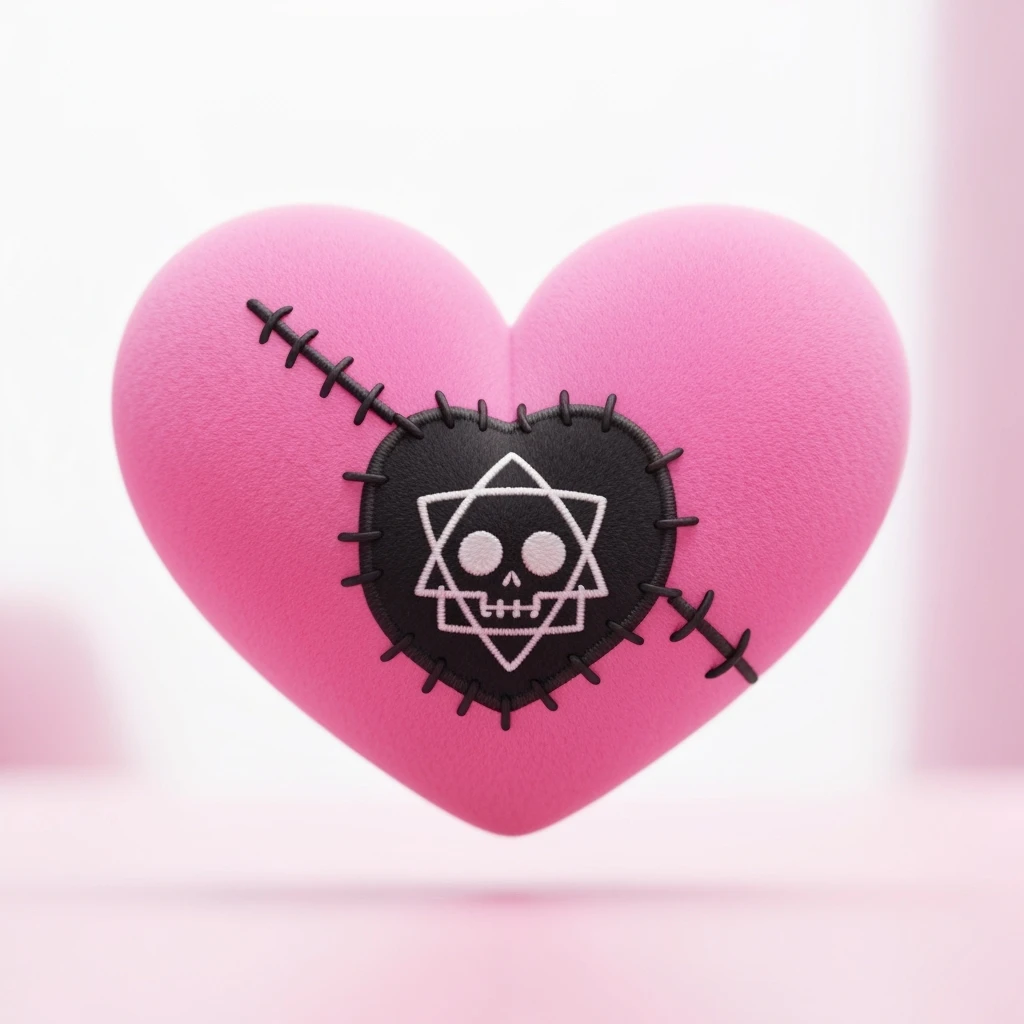 cute emo heart with a stitched patch emoji