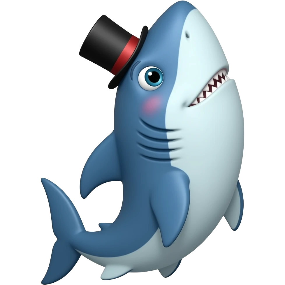 Shark with a top hat emoji