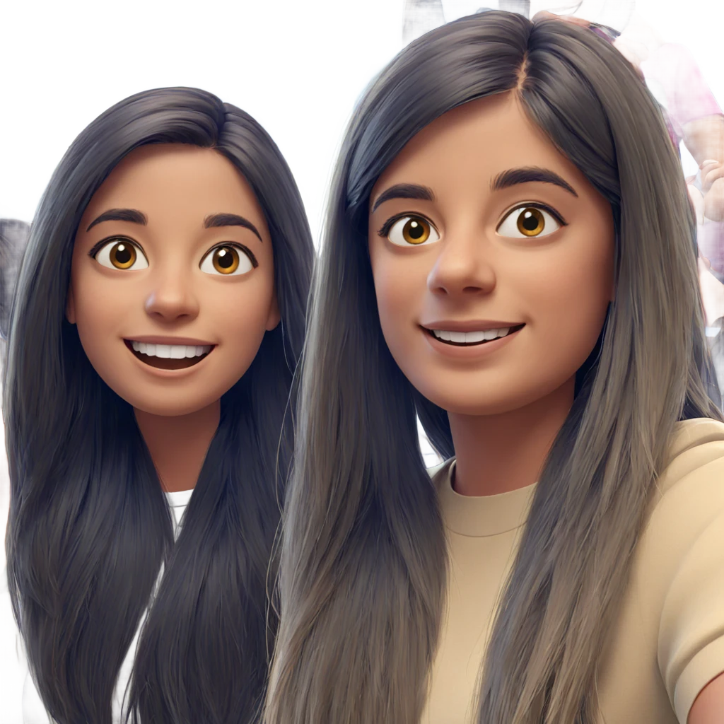happy girls with long hair emoji